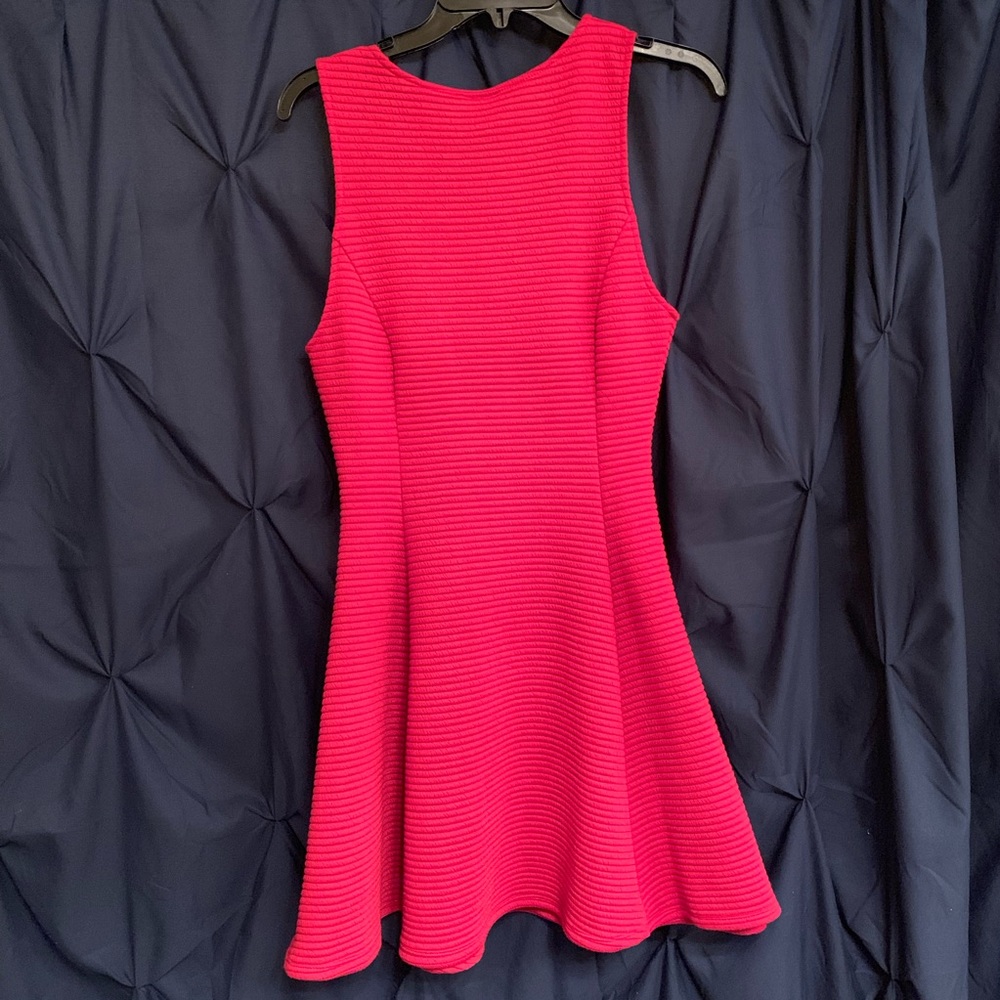 Fun, Flirty, Red Ribbed Dress - Picture 2 of 4